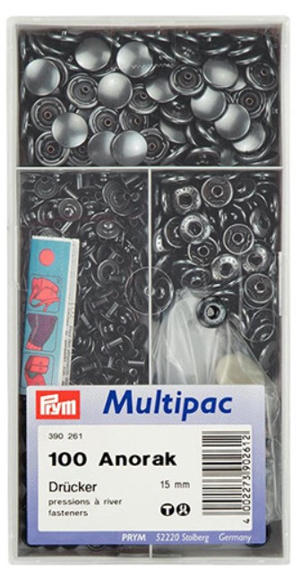 фото Кнопки prym "анорак" (латунь) черный, 15 мм, 100 штук, арт. 390261