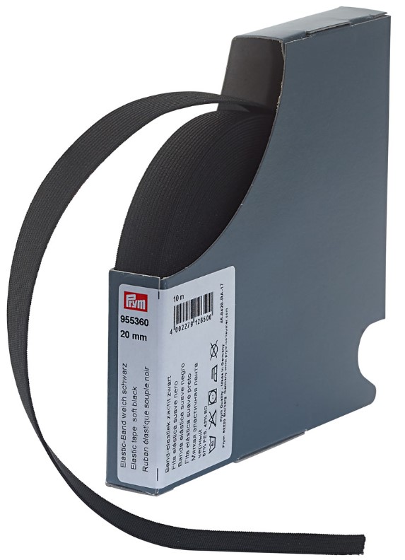 

Мягкая эластичная лента Prym, 20 мм x 10 м, цвет: черный, арт. 955360