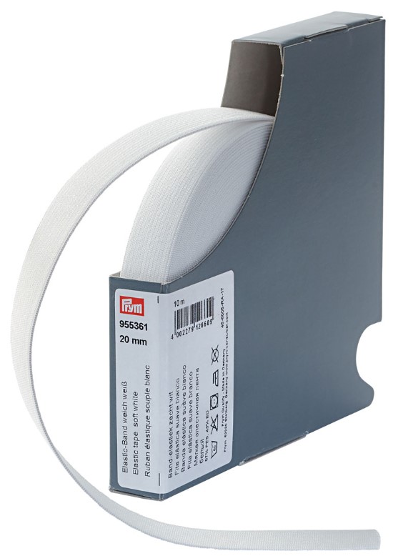 

Мягкая эластичная лента Prym, 20 мм x 10 м, цвет: белый, арт. 955360