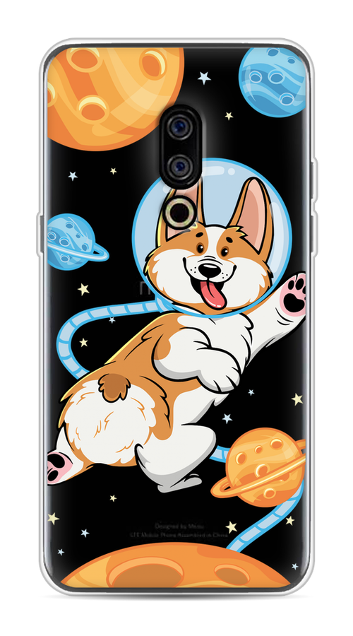 

Чехол на Meizu 15 "Корги-космонавт", Голубой;бежевый;белый, 72650-1