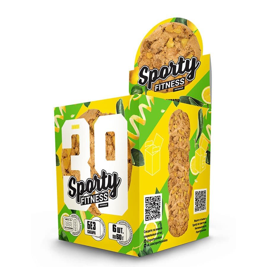 

Печенье Sporty Fitness 60 грамм (коробка 6 шт.), Лимон