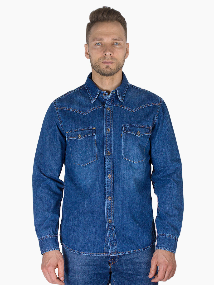 фото Джинсовая рубашка мужская dairos gd5080101 синяя m