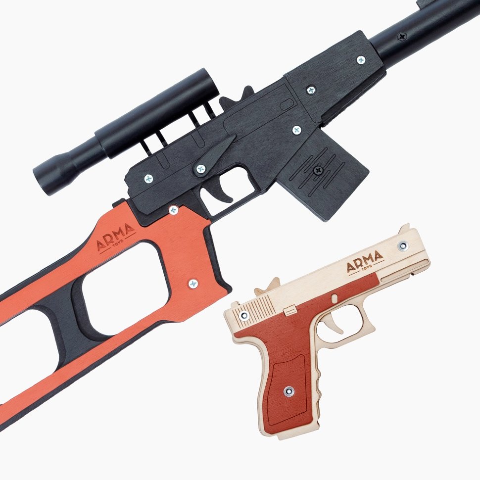 Набор игрушечный Arma.toys Спецназ ГРУ-2 снайперская винтовка ВСС Винторез и пистолет Глок резинкострел игрушечный arma toys пистолет глок макет glock at013