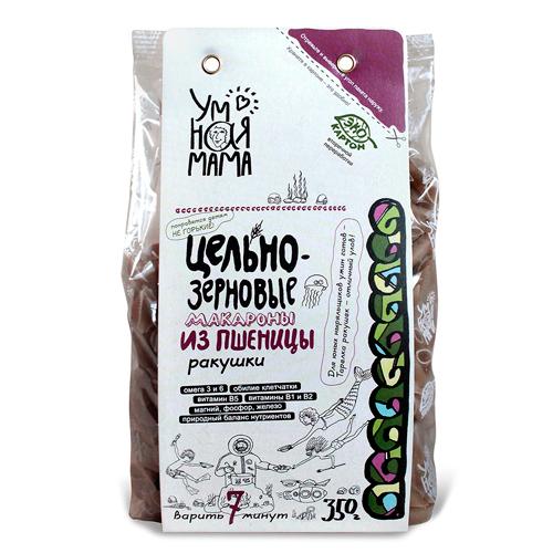 

Макароны цельнозерновые пшеничные "Ракушки" Умная мама 350 г