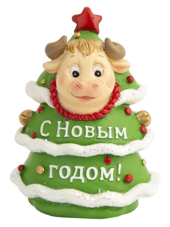 

Бычок в костюме елки 5,5х8,5х7см арт.81602 Феникс-Презент