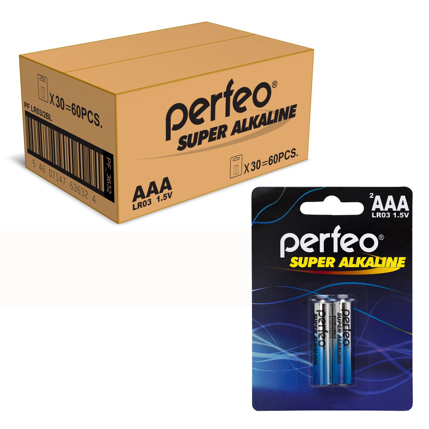 Батарейка Perfeo LR03/2BL Super Alkaline 60 шт