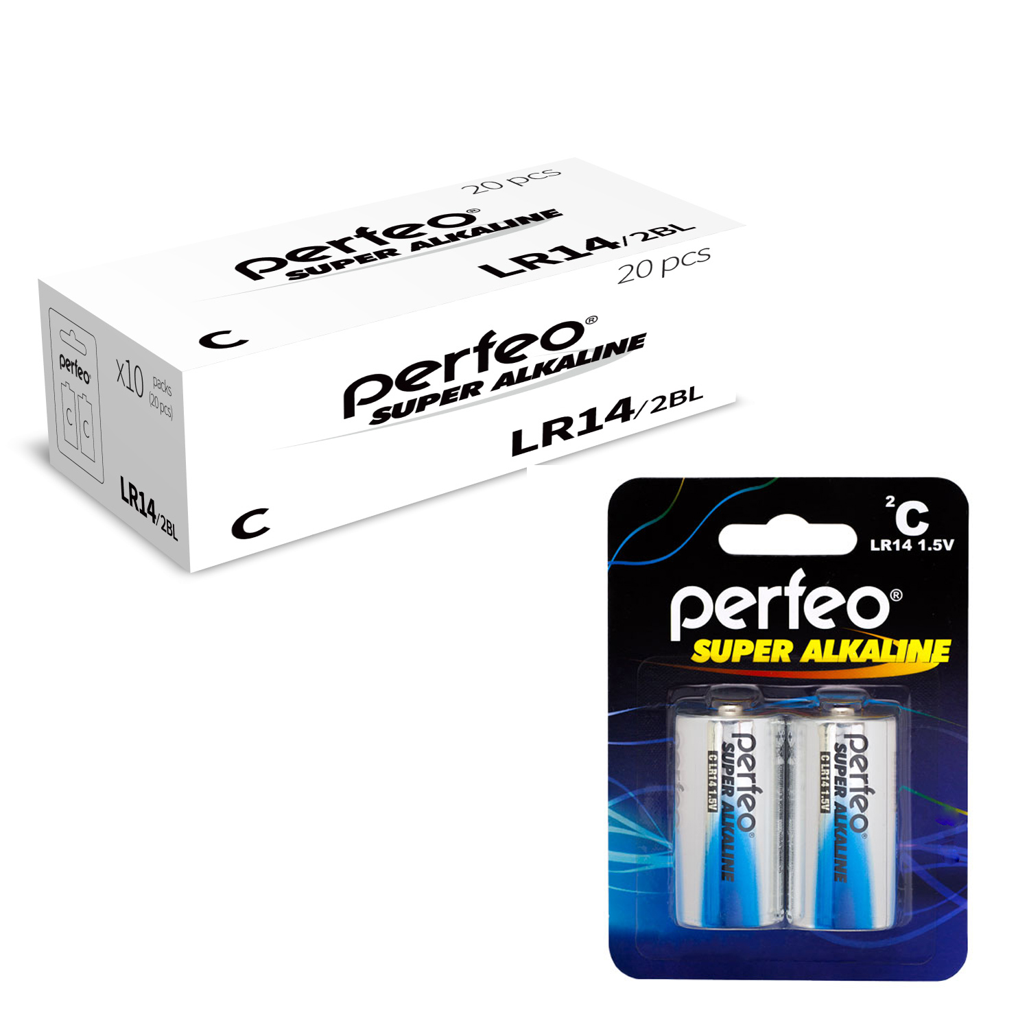 Батарейка Perfeo LR14/2BL Super Alkaline 20 шт