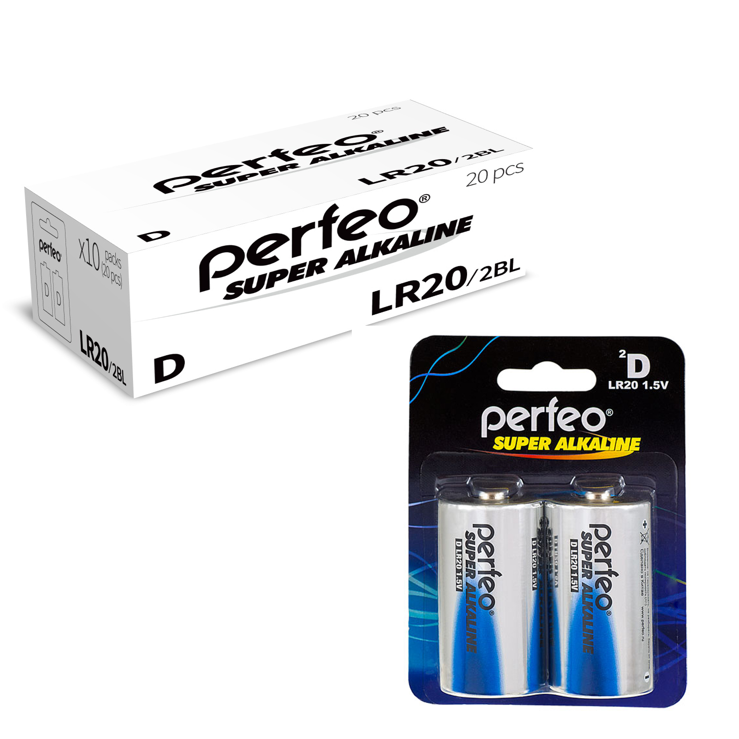 Батарейка Perfeo LR20/2BL Super Alkaline 20 шт