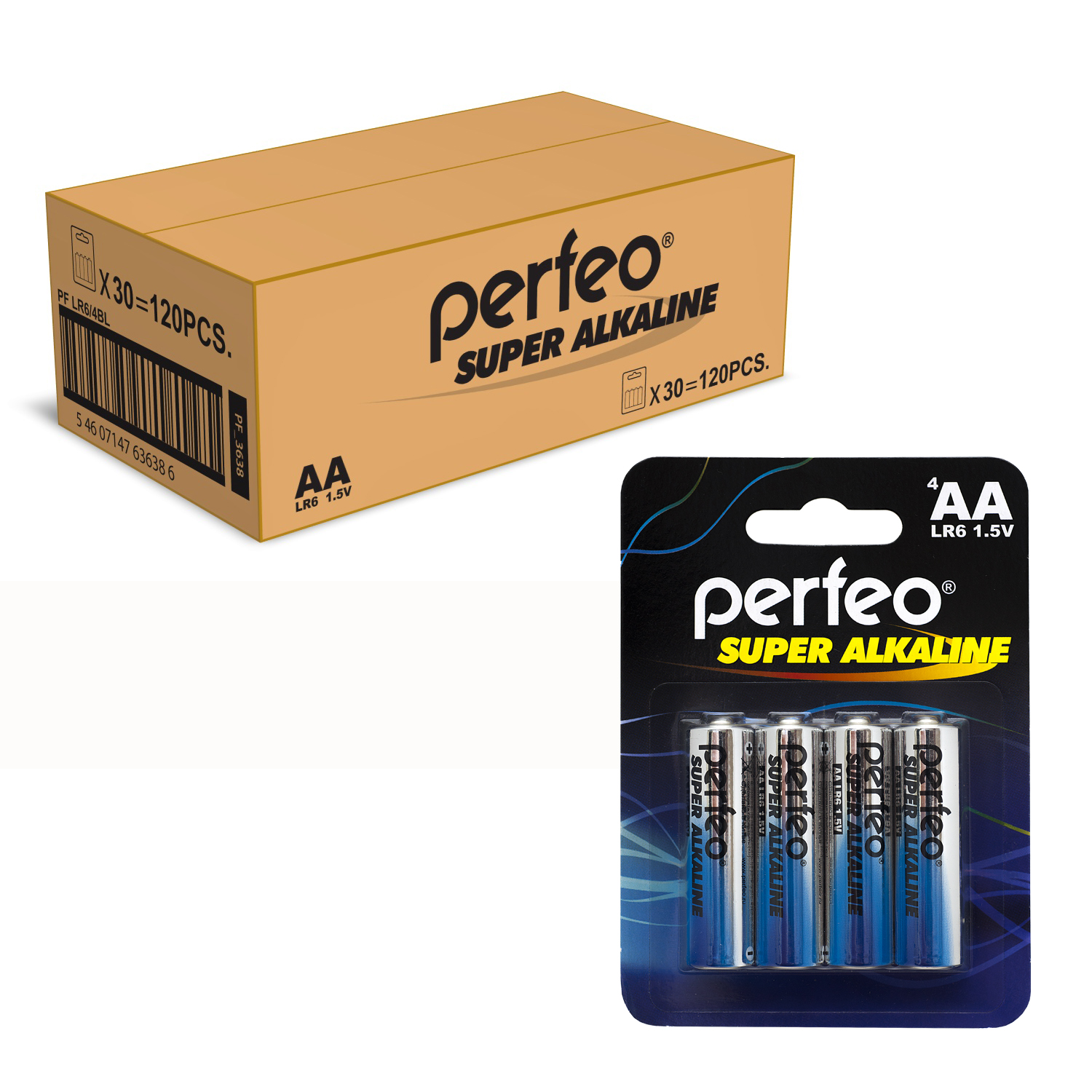 Батарейка Perfeo LR6/4BL Super Alkaline 120 шт