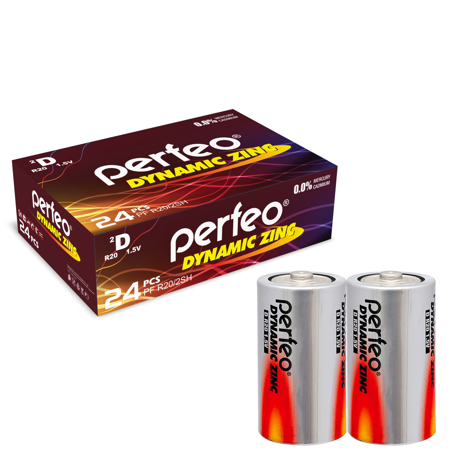 Батарейка Perfeo R20/2SH Dynamic Zinc 24 шт батарейки perfeo dynamic zinc aa lr6 60 шт 30x2 шт