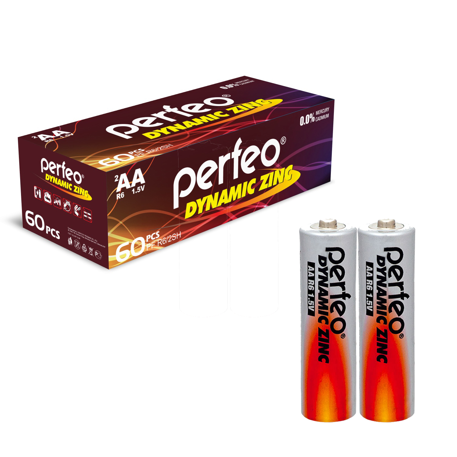 Батарейки Perfeo Dynamic Zinc AA (LR6), 60 шт, 30x2 шт