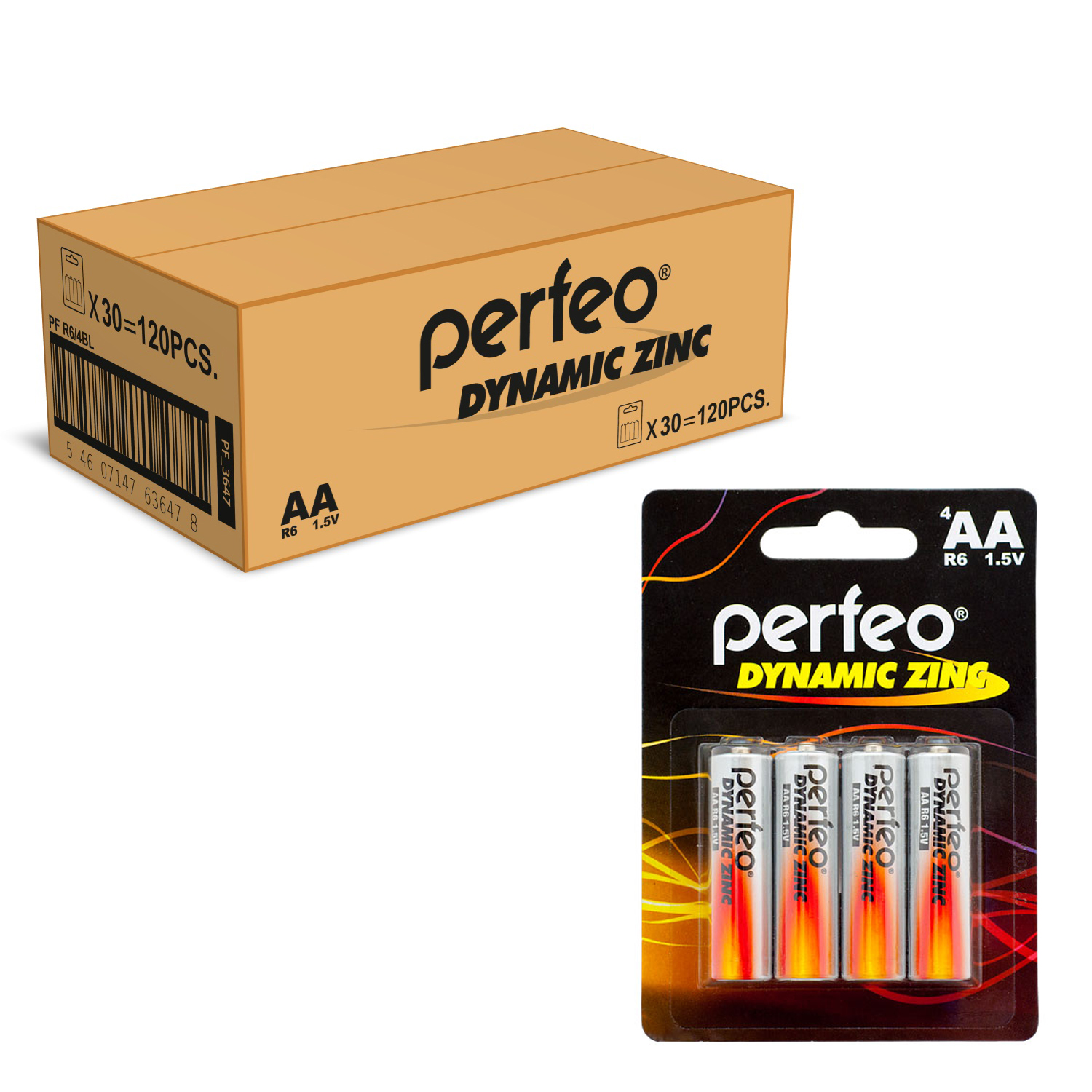Батарейка Perfeo R6/4BL Dynamic Zinc 120 шт батарейки perfeo dynamic zinc ааа lr03 60 шт 15x4 шт