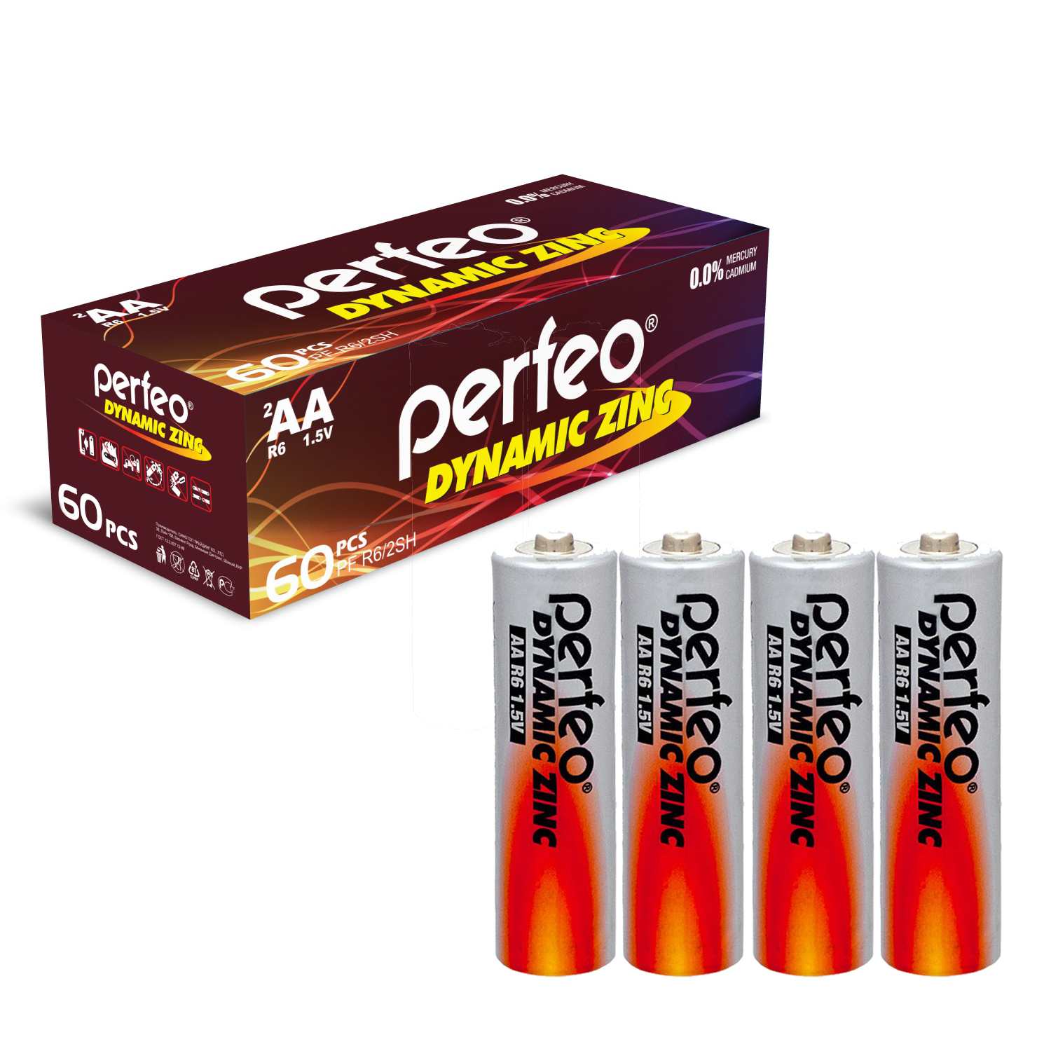 Батарейка Perfeo R6/4SH Dynamic Zinc 60 шт батарейки perfeo dynamic zinc ааа lr03 60 шт 15x4 шт