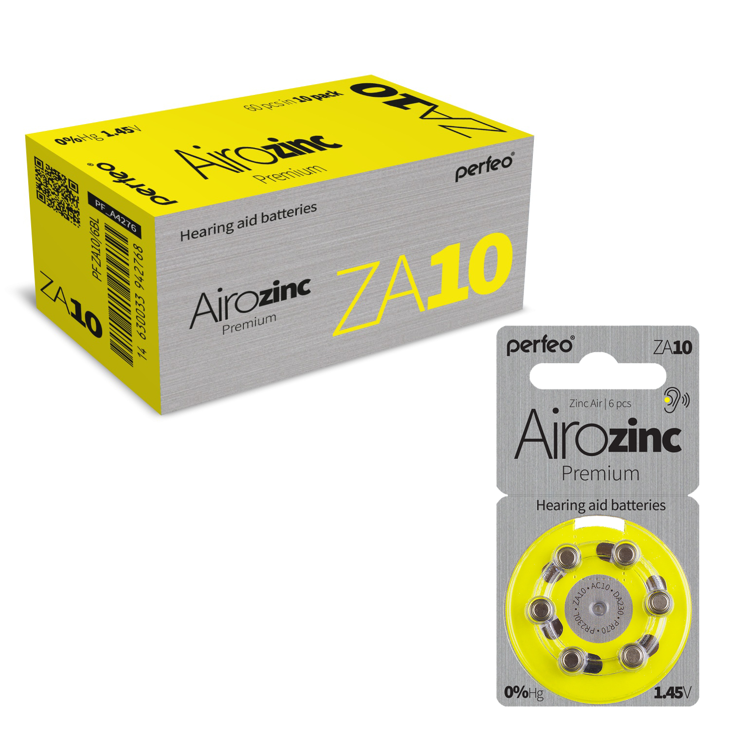 Батарейка Perfeo ZA10/6BL Airozinc Premium 60 шт батарейка для слуховых аппаратов perfeo