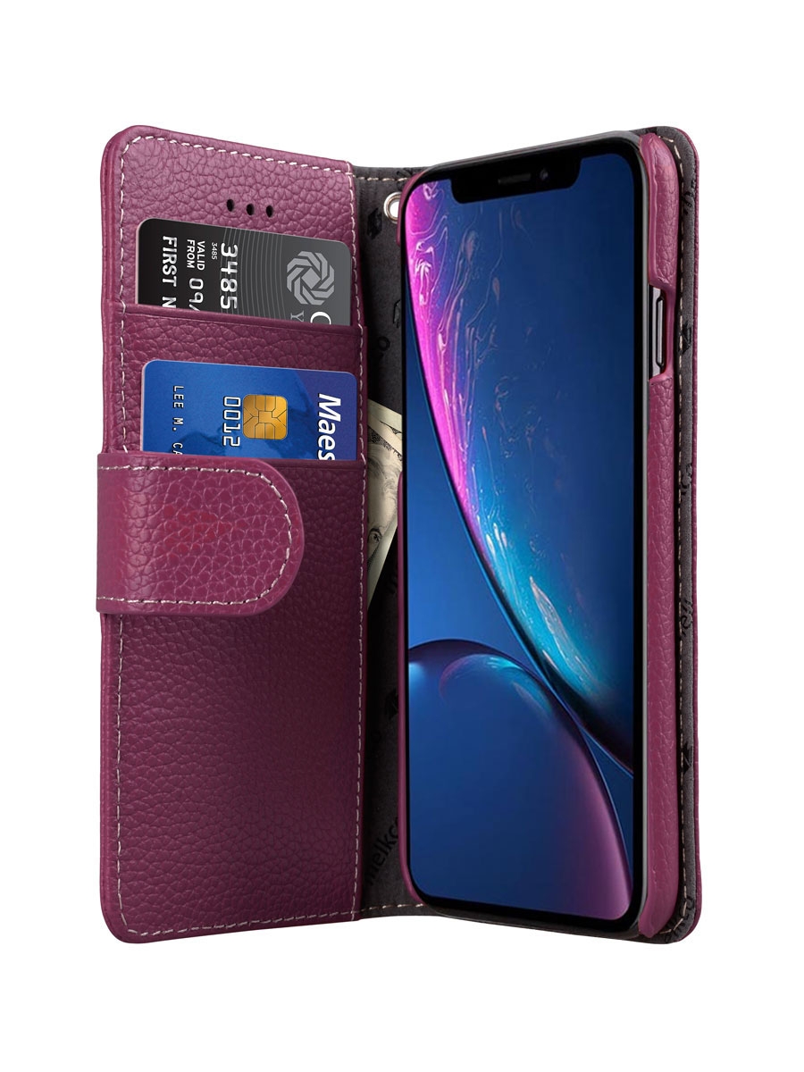 фото Кожаный чехол книжка melkco для apple iphone xr - wallet book type - сиреневый