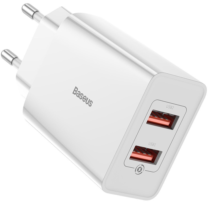 

Сетевое зарядное устройство Baseus Speed Dual, 2xUSB, 3 A, (CCFS-V02) white, Speed Dual