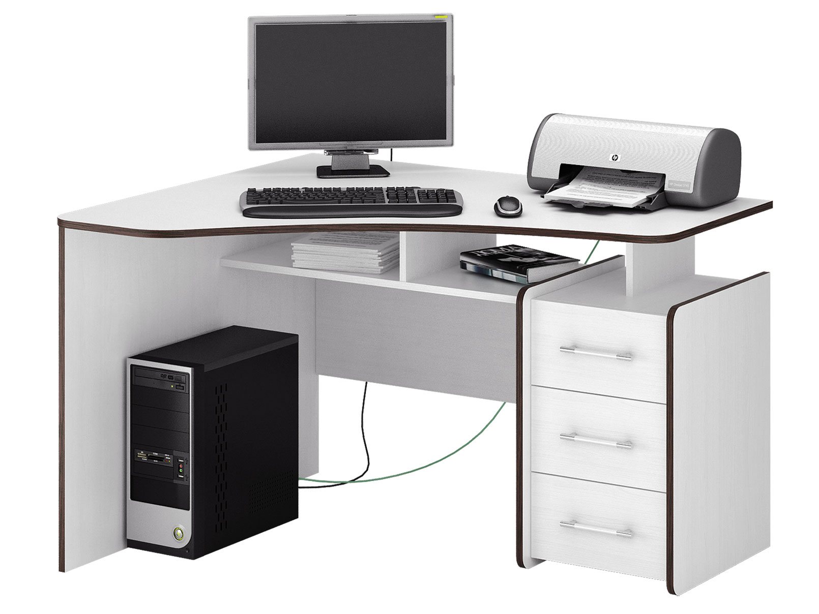 фото Компьютерный стол триан-5 белый, левый mfmaster