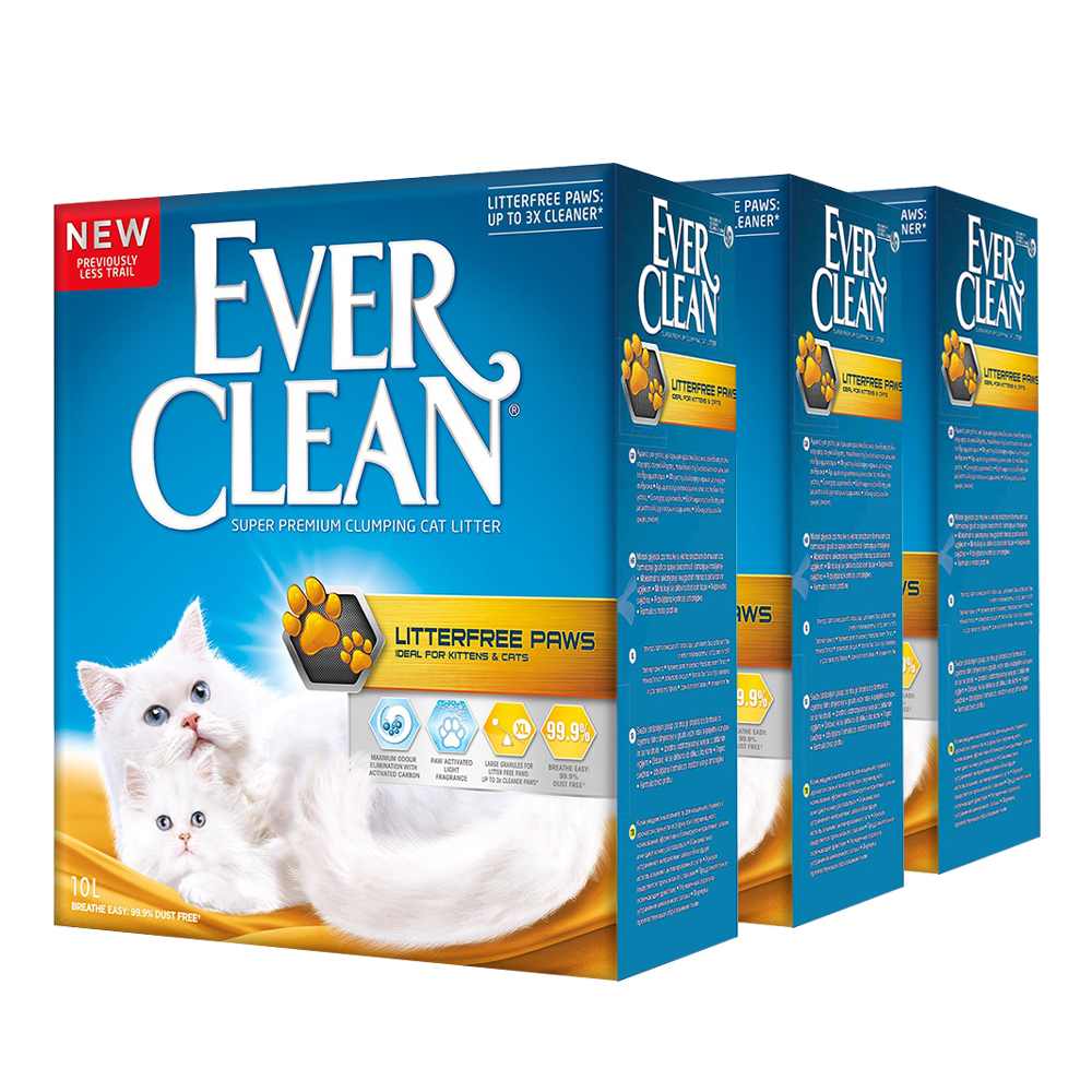 фото Комкующийся наполнитель для кошек ever clean litter free paws глиняный, 10 кг, 10 л, 3шт