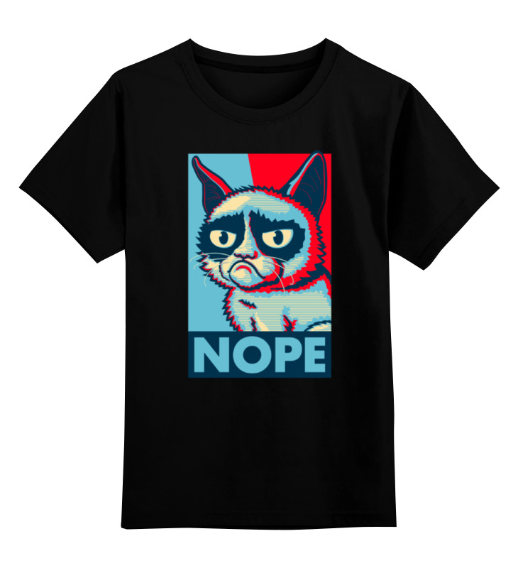 Купить 0000000655063, Детская футболка классическая Printio Угрюмый кот, р. 140,