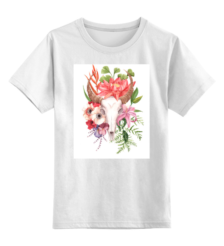 

Детская футболка классическая Printio Flower skull, р. 140, Белый, 0000000655463