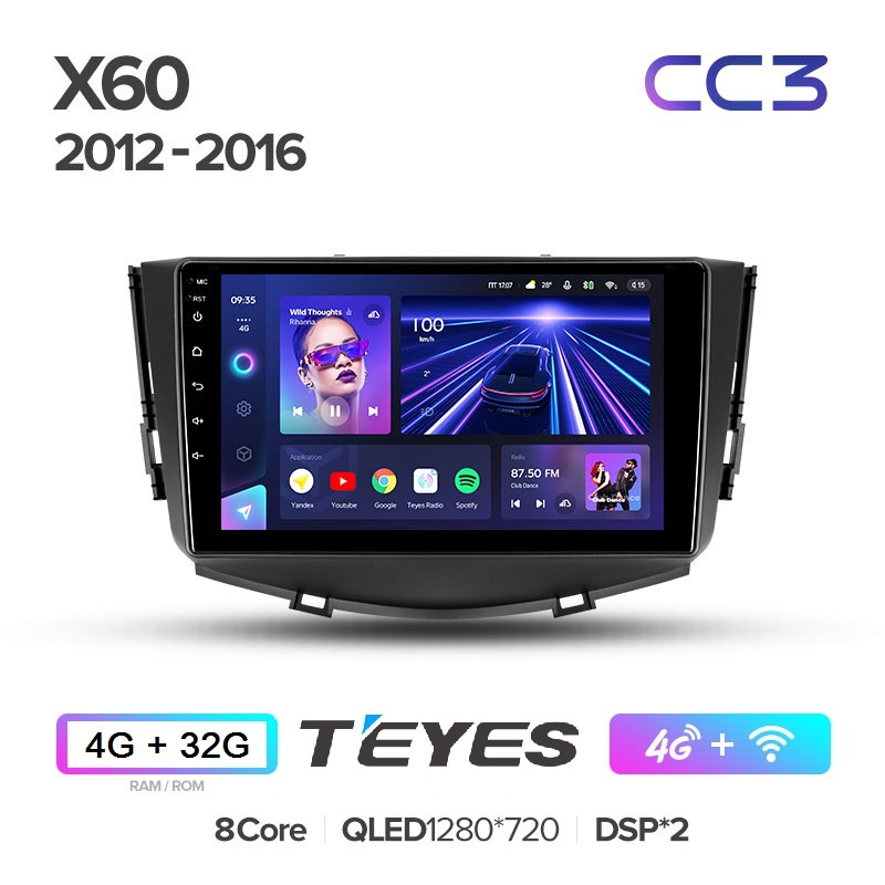 Автомагнитола Teyes CC3 4/32Гб Lifan X60 2012 - 2016 ANDROID, QLED экран