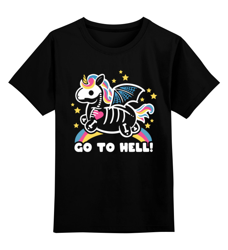 Детская футболка Printio Go to hell unicorn цв.черный р.140