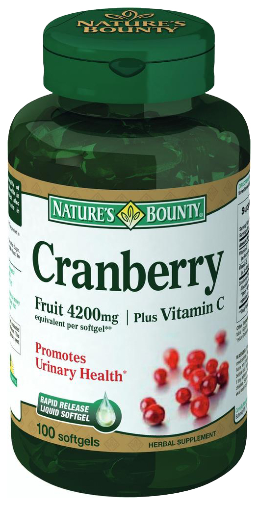 Концентрат ягод клюквы Natures Bounty с витамином С капсулы 4200 мг 100 шт.