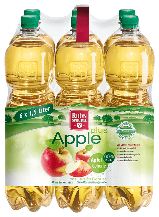 

Вода минеральная Rhon Sprudel «Apple Plus» с яблочным соком без сахара 1.5 л 6 шт