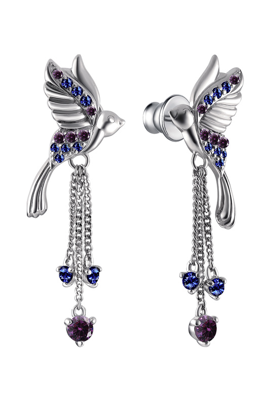 

Серьги женские из серебра АЛЬКОР 02-1993, фианит, 02-1993