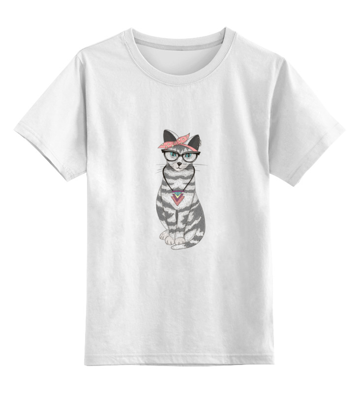 

Детская футболка классическая Printio Gansta cat, р. 164, Белый, 0000000654391