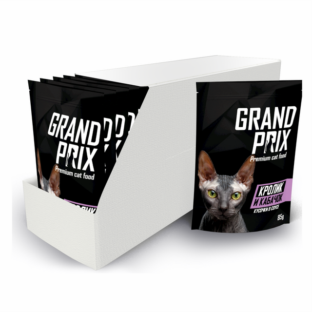 фото Влажный корм для кошек grand prix, кролик, 24шт, 85г