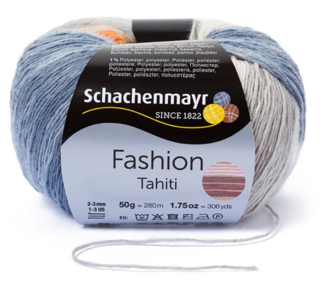 

Пряжа SCHACHENMAYR 9811776 Tahiti 7687 голубой, серый, Tahiti