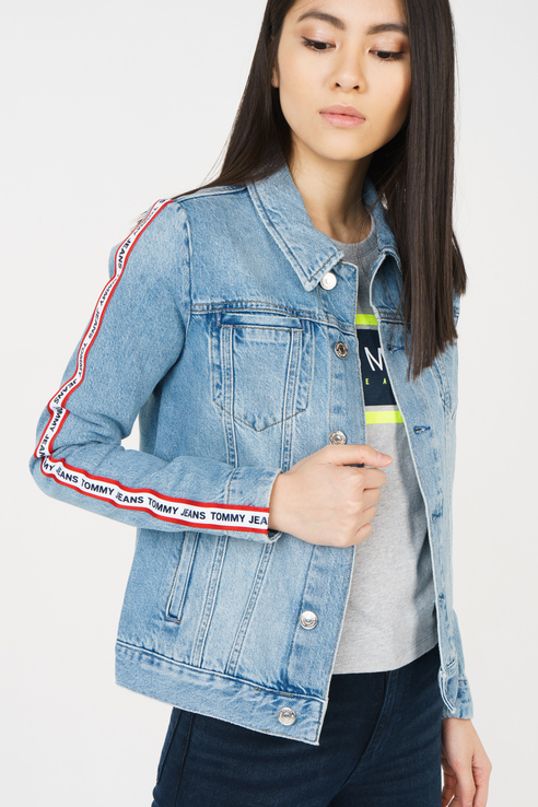 фото Джинсовая куртка женская tommy jeans dw0dw05924 синяя 46