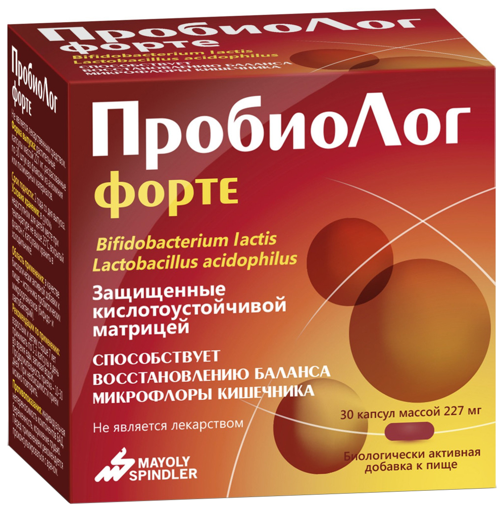 Купить ПробиоЛог Форте 227 мг, ПробиоЛог Форте капсулы 30 шт., Mayoly-Spindler
