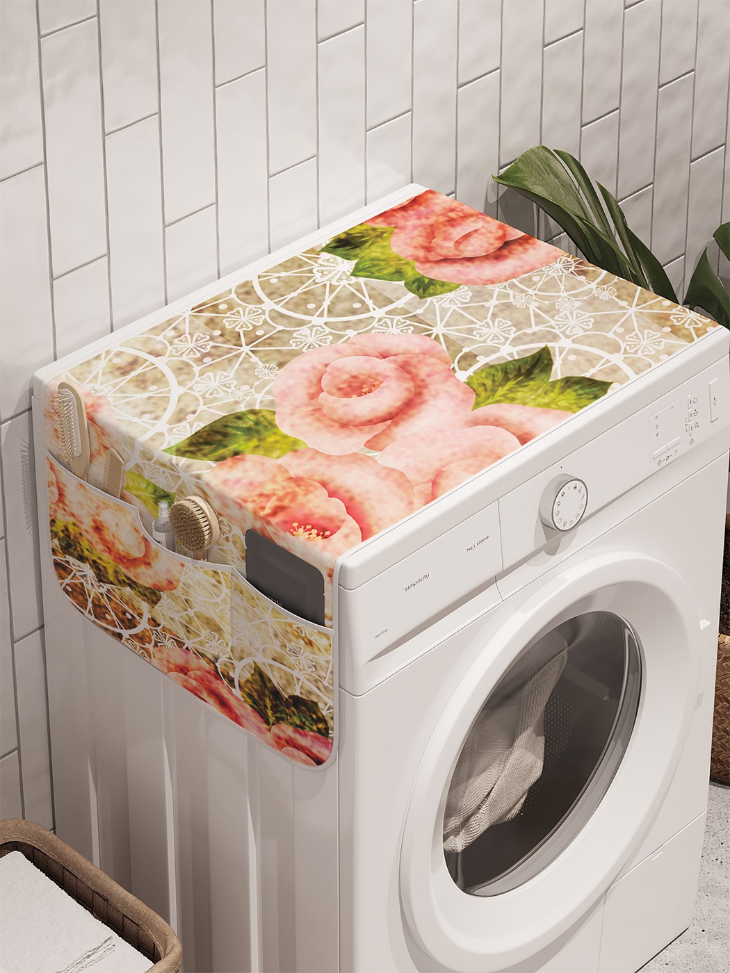 фото Органайзер "цветочные узоры" на стиральную машину, 45x120 см ambesonne