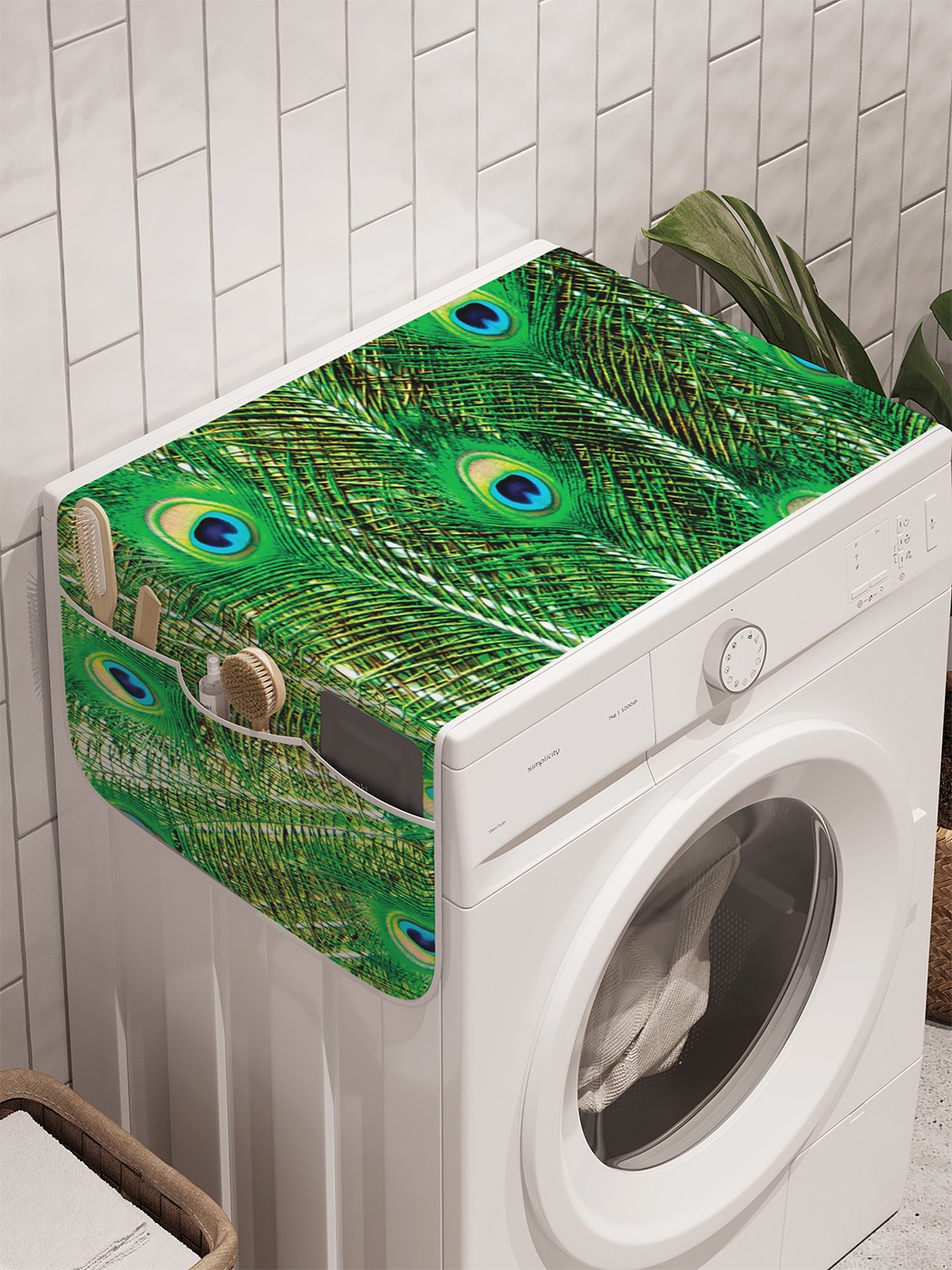 фото Органайзер "бескрайний павлиний хвост" на стиральную машину, 45x120 см ambesonne