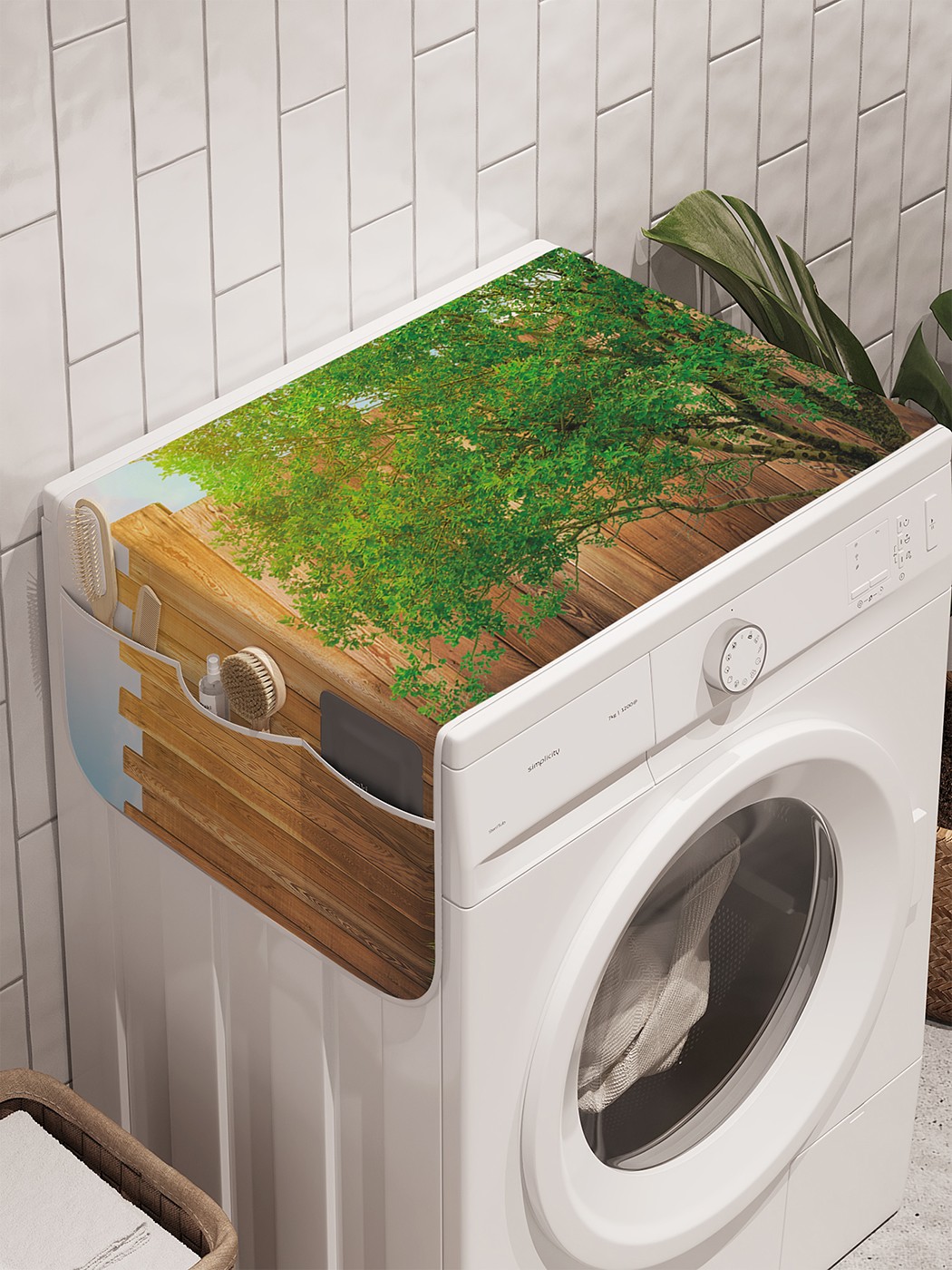 фото Органайзер "домашнее деревце" на стиральную машину, 45x120 см ambesonne