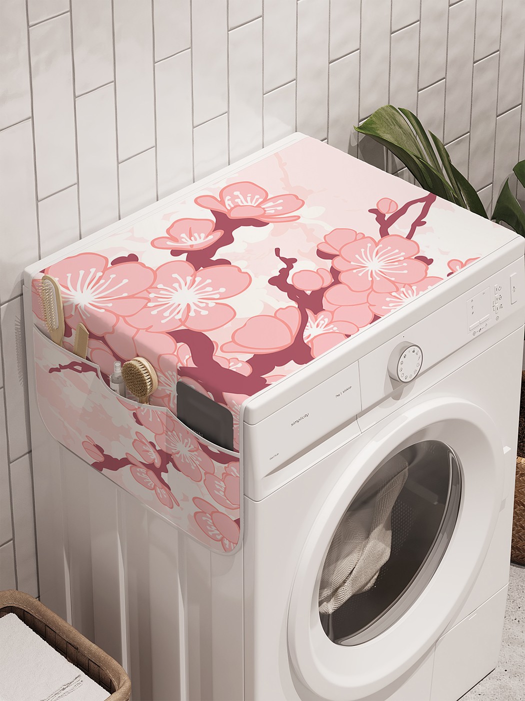 фото Органайзер "цветы поднебесной" на стиральную машину, 45x120 см ambesonne