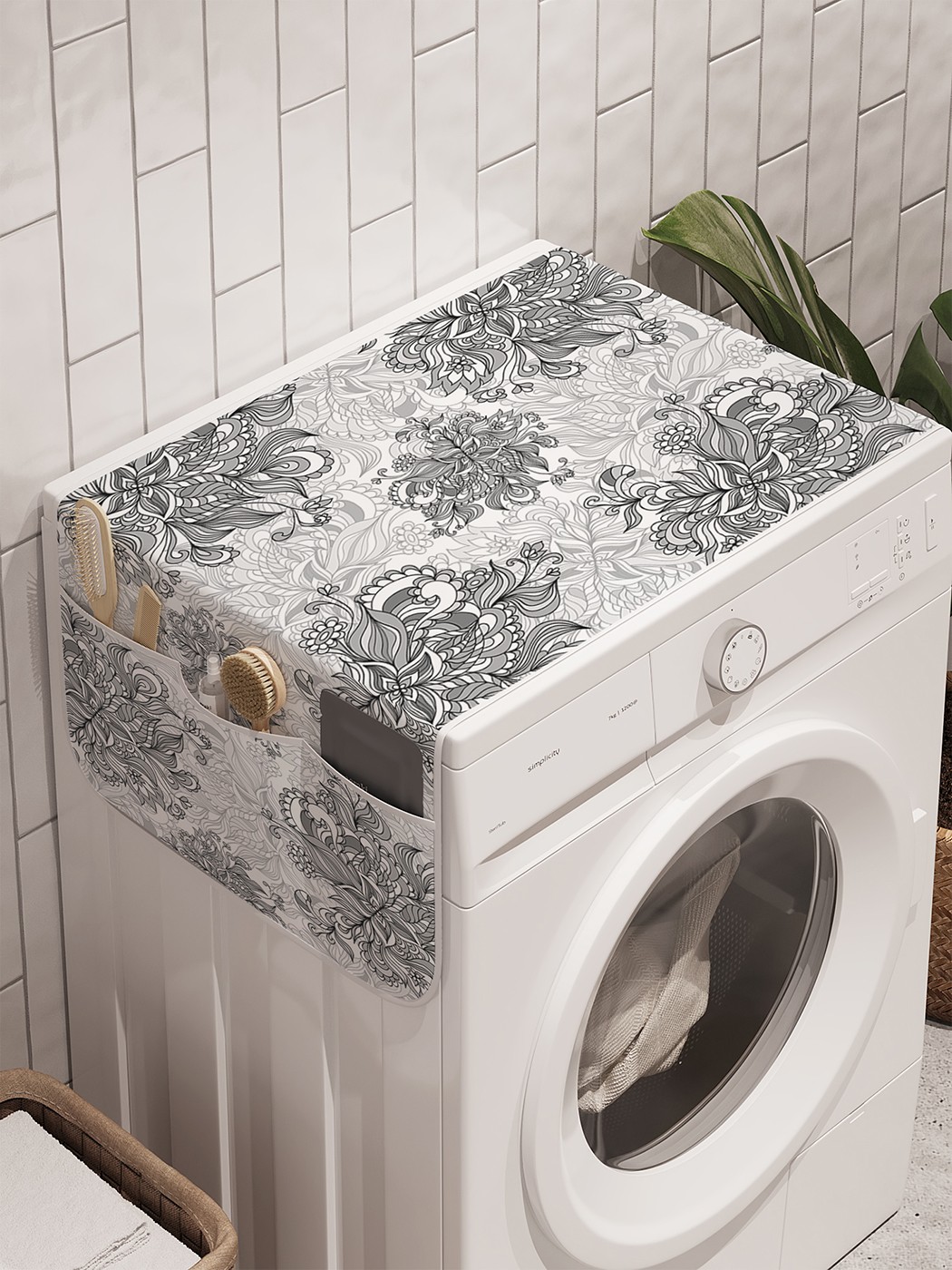фото Органайзер "судьбоносные цветы" на стиральную машину, 45x120 см ambesonne