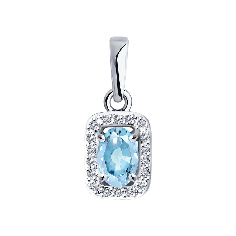 

Кулон из белого золота SOKOLOV Diamonds 6034067, аквамарин/бриллиант, 6034067