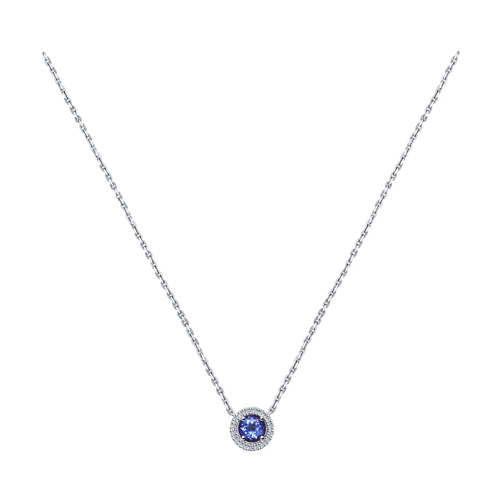 

Колье из белого золота 45 см SOKOLOV Diamonds 6074002, бриллиант/танзанит, 6074002