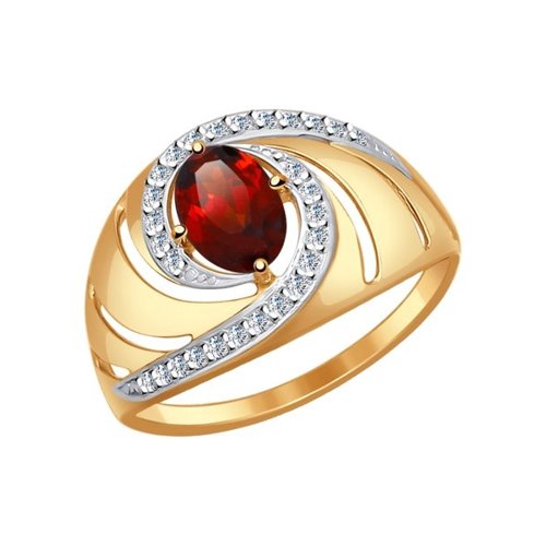 

Кольцо из золота р. 18 SOKOLOV 714495, гранат\фианит, 714495
