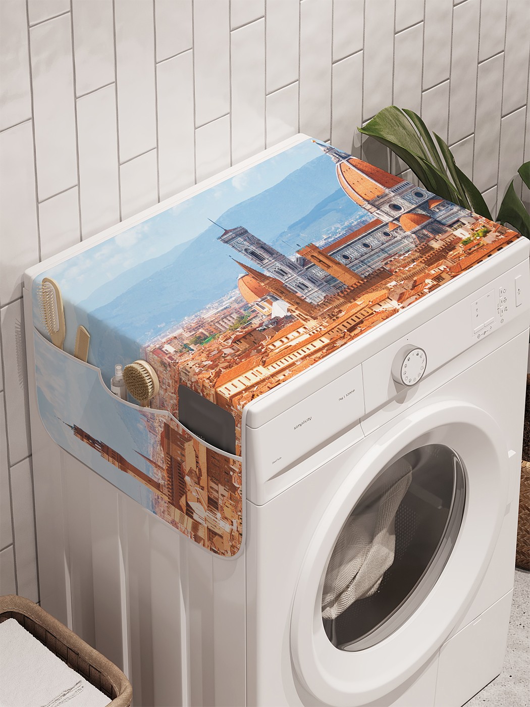 фото Органайзер "удивительная архитектура" на стиральную машину, 45x120 см ambesonne