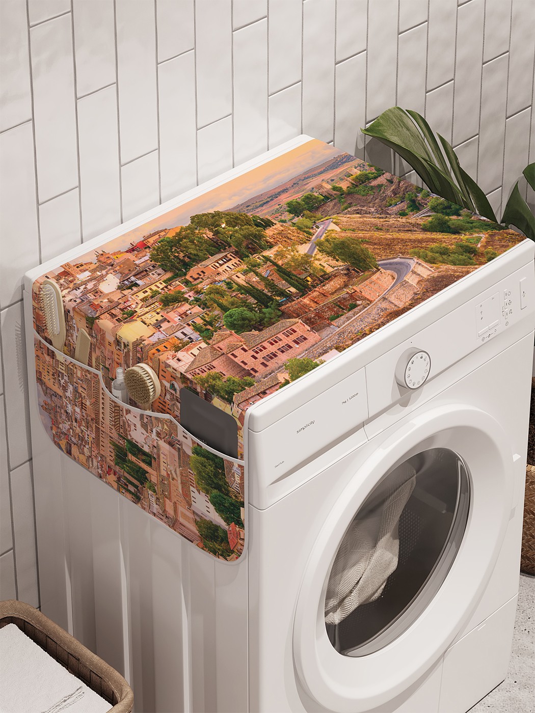 фото Органайзер "город толедо" на стиральную машину, 45x120 см ambesonne