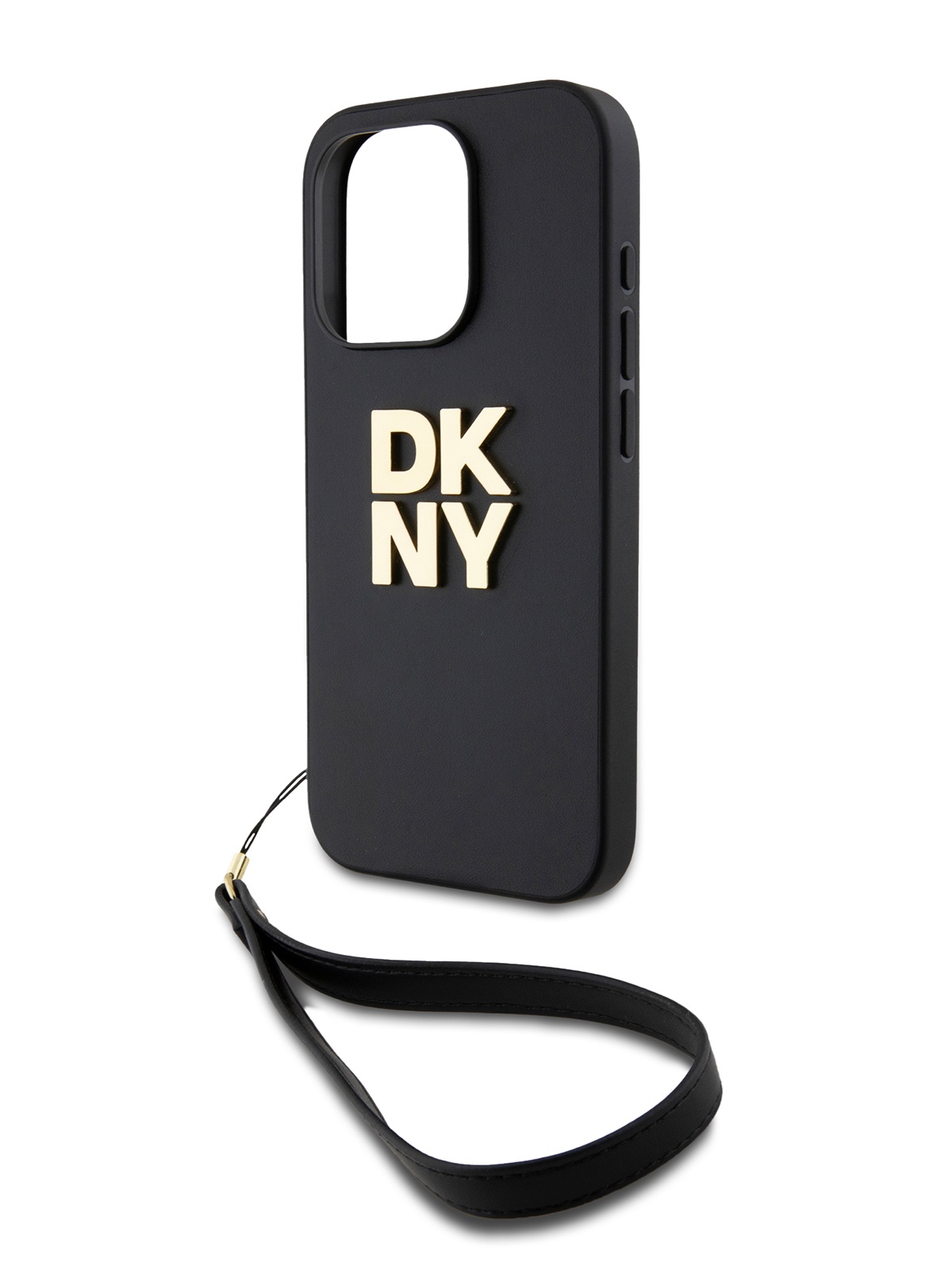 Чехол DKNY для iPhone 15 Pro из экокожи с ремешком на руку, черный