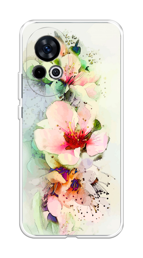 

Чехол на Huawei Nova 12 "Нежные цветы", Зеленый;розовый, 6123050-1
