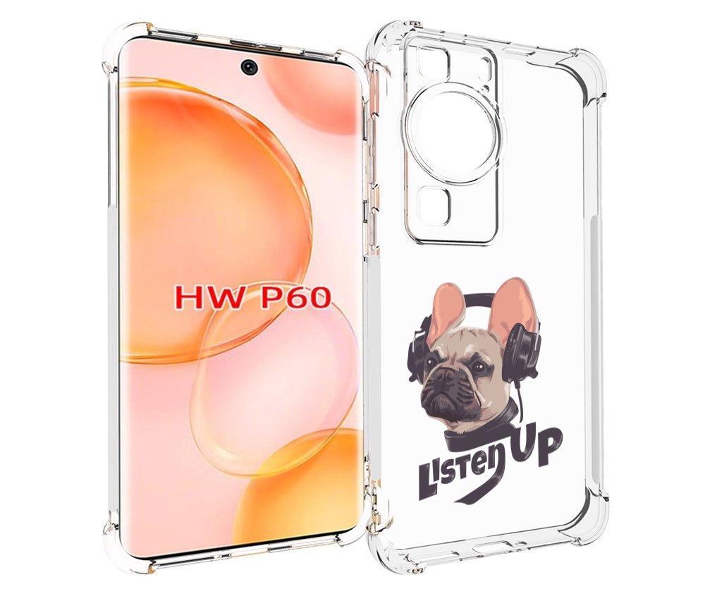 Чехол MyPads бульдог-слушает-музыку для Huawei P60