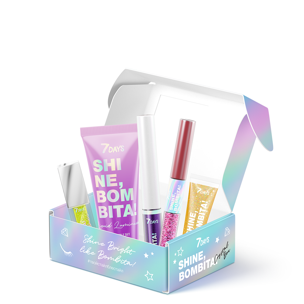 Дня cosmetics. Подарочный набор Holographic, 7 Days Shine, bombita!. Косметика Севен дейс наборы. Подарочный набор Севен дейс. Набор Shine bombita.