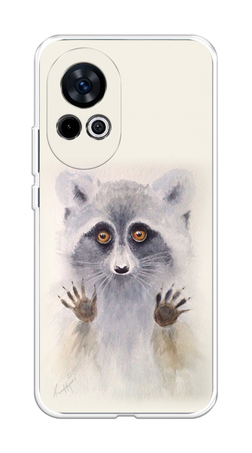 

Чехол на Huawei Nova 12 "Енот за стеклом", Бежевый;серый, 6123050-1