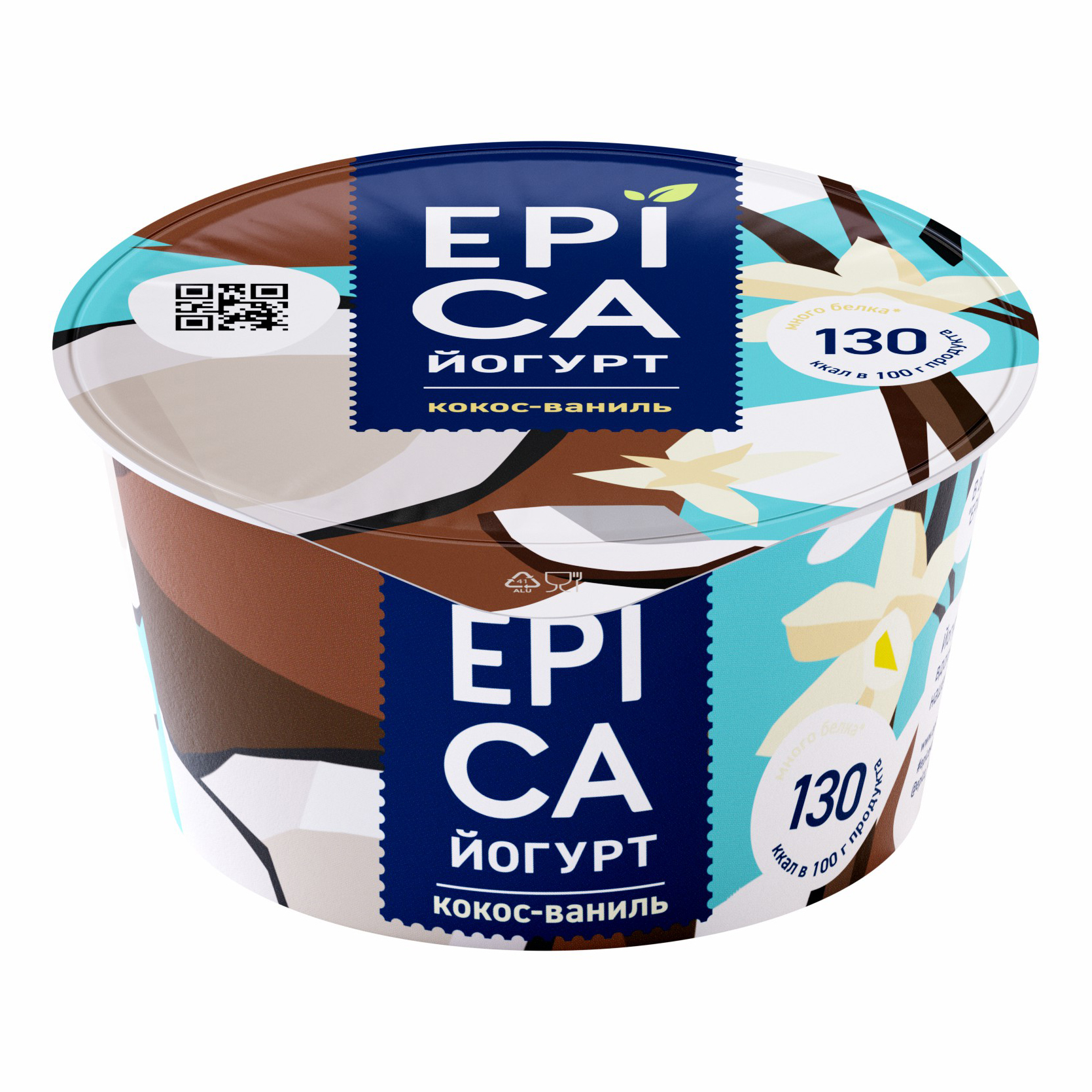 Йогурт Epica с кокосом и ванилью 6,3% 130 г бзмж